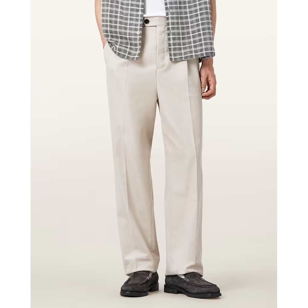 AllSaints Tallis Straight Leg Pants Feather Taupe Wool Blend Men 32x30 NWT $269